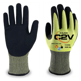 C2V X-Slash 1124G Cut Level A6 Engineered HPPE Gloves - Nitrile Coated - Yellow/Lime