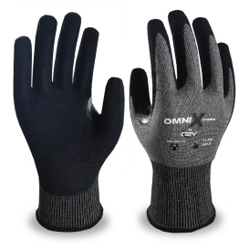 C2V Omni-X 1135G Cut Level A9 18-Gauge Engineered Gloves - Sandy Foam Nitrile Coated