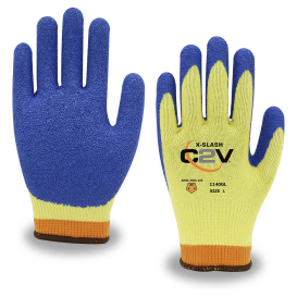 C2V X-Slash 1140G Cut Level A5 Silica/Aramid Shell Gloves - Crinkle Latex Coated