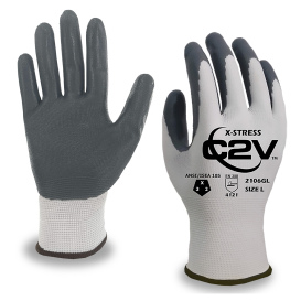 C2V X-Stress 2106G 13-Gauge Nylon Shell Gloves - Flat Nitrile Coated