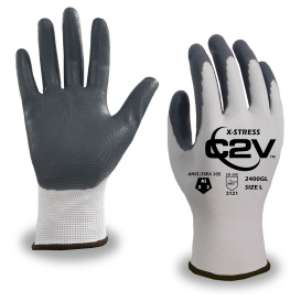 C2V X-Stress 2400G Lightweight Polyester Shell Gloves - Nitrile Coated