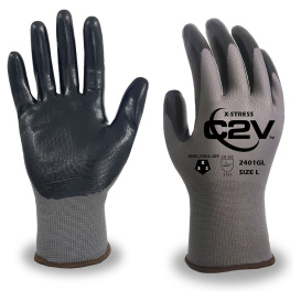 C2V Omni-X 2401G Polyester Shell Gloves - Flat Nitrile Palm Coating