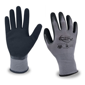 C2V X-Stress 2403G Polyester Shell Gloves w/ Dual Coated Flat Nitrile - Sandy Nitrile Palm Coating