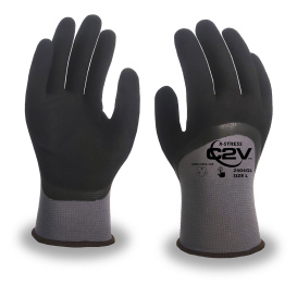 C2V X-Stress 2404G Polyester Shell Gloves w/ Dual Coated Flat Nitrile - Sandy Nitrile Coating