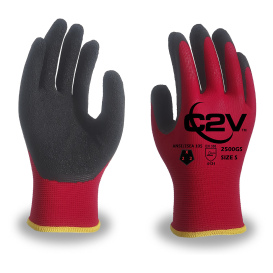 C2V X-Stress 2500G Polyester Shell Gloves - Latex Palm Coating