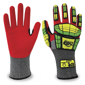 C2V X-Slash & Smash 3402G Engineered HPPE Shell Gloves w/ Acrylic Liner - Red Sandy Nitrile Palm 