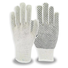 C2V 4105G 7-Gauge Poly/Cotton Work Gloves - PVC Dotted Palm