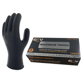 C2V X-Splash 4401G Nitrile Disposable Gloves - 4 Mil - Powder Free - Black