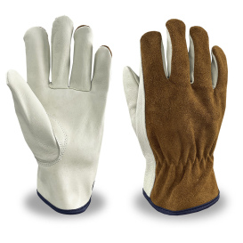 C2V 4513G Select Shoulder Grain Goatskin Leather Driver Gloves - Split Cowhide Back