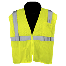 C2V X-Crash 8V13G2H Type R Class 2 Economy Mesh Safety Vest with Zipper - Yellow/Lime