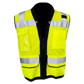 C2V X-Crash 8V16G2H Type R Class 2 Heavy Duty Surveyor Safety Vest - Yellow/Lime