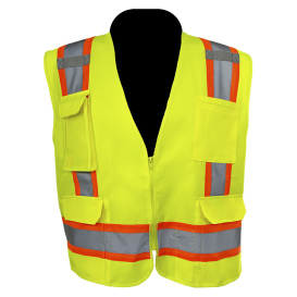 C2V X-Crash 8V17G2H Type R Class 2 Solid Front Surveyor Safety Vest - Yellow/Lime