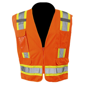 C2V X-Crash 8V18O2H Type R Class 2 Solid Front Surveyor Safety Vest - Orange