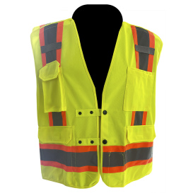 C2V X-Crash 8V23G2H Type R Class 2 Breakaway Two-Tone Safety Vest - Yellow/Lime