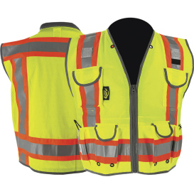 C2V X-Crash 8V28G2H Type R Class 2 Two-Tone Surveyor Safety Vest - Yellow/Lime
