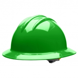 Bullard C34HGR Classic Full Brim Hard Hat - Ratchet Suspension - Hi-Viz Green