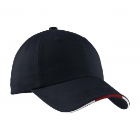 Port Authority C830 Sandwich Bill Cap with Striped Closure - Classic Navy/Red/White