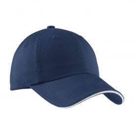 Port Authority C830 Sandwich Bill Cap with Striped Closure - Ensign Blue/White