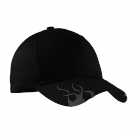 Port Authority C857 Racing Cap with Flames - Black/Charcoal