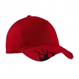 Port Authority C857 Racing Cap with Flames - Red/Black