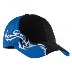 Port Authority C859 Colorblock Racing Cap with Flames - Black/Royal/White
