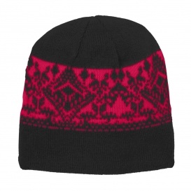 Port Authority C907 Nordic Beanie - Black/Red