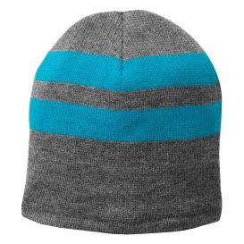 Port & Company C922 Fleece-Lined Striped Beanie - Athletic Oxford/Neon Blue