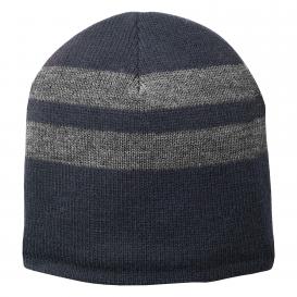 Port & Company C922 Fleece-Lined Striped Beanie - Navy/Athletic Oxford