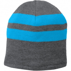 Port & Company C922 Fleece-Lined Striped Beanie - Athletic Oxford/Neon Blue