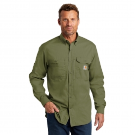 Carhartt CT102418 Force Ridgefield Solid Long Sleeve Shirt - Burnt Olive