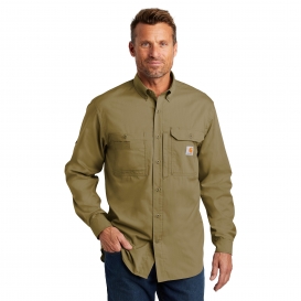 Carhartt CT102418 Force Ridgefield Solid Long Sleeve Shirt - Dark Khaki