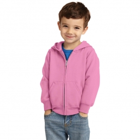 Port & Company CAR78TZH Toddler Core Fleece Full-Zip Hooded Sweatshirt - Candy Pink
