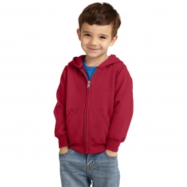 Port & Company CAR78TZH Toddler Core Fleece Full-Zip Hooded Sweatshirt - Red