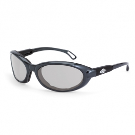 CrossFire Raptor Safety Glasses - Gray Foam Lined Frame - Indoor/Outdoor Anti-Fog Mirror Lens