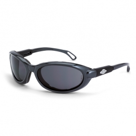 CrossFire Raptor Safety Glasses - Black Foam Lined Frame - Smoke Anti-Fog Lens