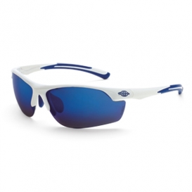 CrossFire AR3 Safety Glasses - White Frame - Blue Mirror Lens