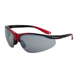 CrossFire 1733 Brigade Safety Glasses - Black/Red Frame - Silver Mirror Lens