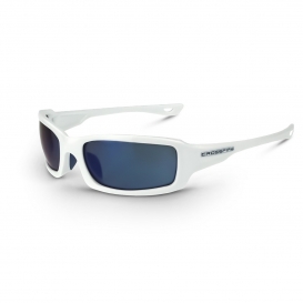 CrossFire M6A Safety Glasses - White Frame - Blue Mirror Lens