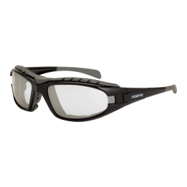 CrossFire 27615AF Diamondback Safety Glasses - Black Foam Lined Frame - Indoor/Outdoor Mirror Lens