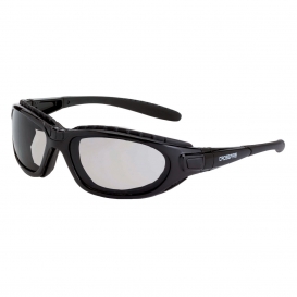 CrossFire 28415AF Journey Man Safety Glasses - Black Foam Lined Frame - Indoor/Outdoor Anti-Fog Mirror Lens