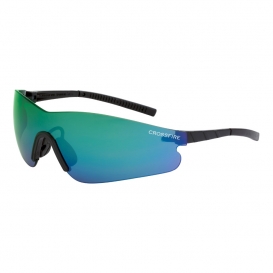 CrossFire 30210 Blade Safety Glasses - Black Temples - Emerald Mirror Lens