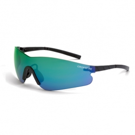 CrossFire Blade Safety Glasses - Black Temples - Emerald Mirror Lens