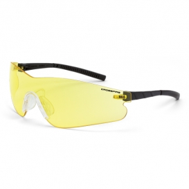CrossFire Blade Safety Glasses - Black Temples - Yellow Anti-Fog Lens