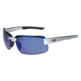  CrossFire 442208 ES6 Safety Glasses - Silver Gloss Frame - Blue Mirror Lens