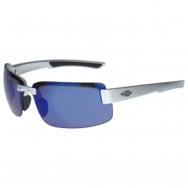 CrossFire 442208 ES6 Safety Glasses - Silver Gloss Frame - Blue Mirror Lens