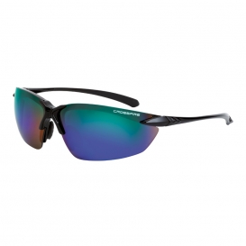 CrossFire 9610 Sniper Safety Glasses - Black Frame - Emerald Mirror Lens