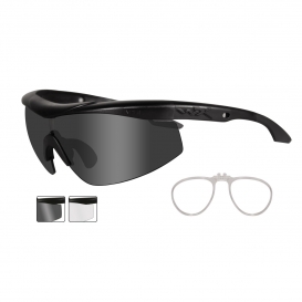 Wiley X Talon Safety Glasses w/ RX Insert - Matte Black Frame - Grey & Clear Lenses