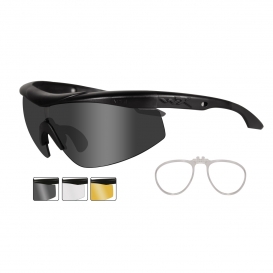 Wiley X Talon Safety Glasses w/ RX Insert - Matte Black Frame - Grey, Clear & Rust Lenses