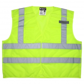 MCR Safety CL2ML2 Type R Class 2 Breakaway Dual Stripe Mesh Safety Vest - Yellow/Lime