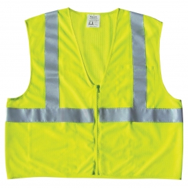 MCR Safety CL2MLP Type R Class 2 Mesh Safety Vest with Zipper - Yellow/Lime